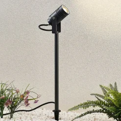 Lucande buitenspot Galina, grondspies, stekker, grijs, 40 cm