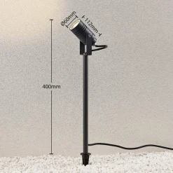 Lucande buitenspot Galina, grondspies, stekker, grijs, 40 cm