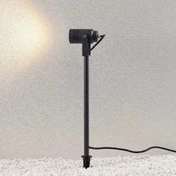 Lucande buitenspot Galina, grondspies, stekker, grijs, 40 cm