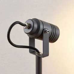 Lucande buitenspot Galina, grondspies, stekker, grijs, 40 cm