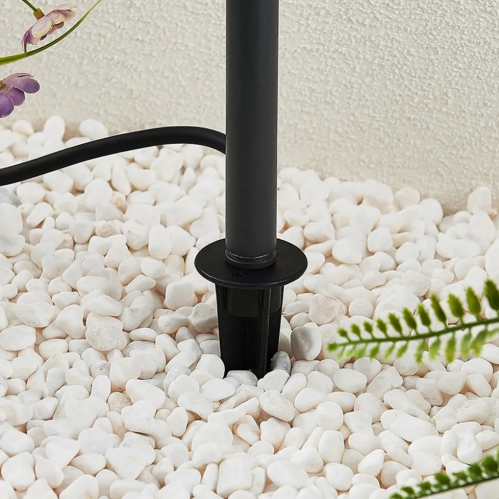 Lucande buitenspot Galina, grondspies, stekker, grijs, 40 cm