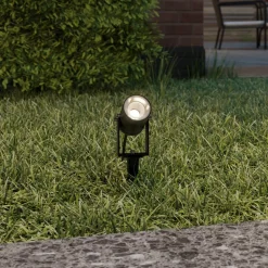 Lucande buitenspot Galina, grondspies, stekker, grijs, 11 cm