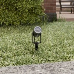 Lucande buitenspot Galina, grondspies, stekker, grijs, 11 cm