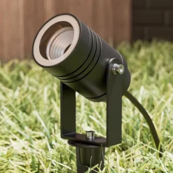 Lucande buitenspot Galina, grondspies, stekker, grijs, 11 cm