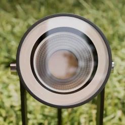 Lucande buitenspot Galina, grondspies, stekker, grijs, 11 cm