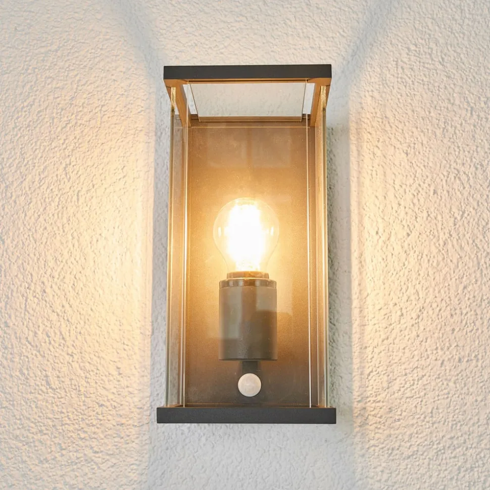 Lucande buitenwandlamp Annalea, 29cm, 1-lamp, IP54, sensor