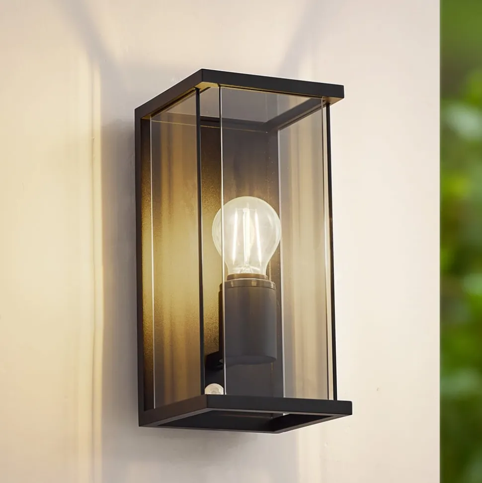 Lucande buitenwandlamp Annalea, rookgrijs, IP54, sensor