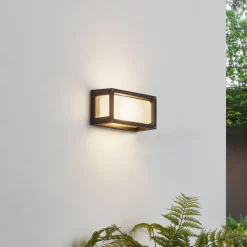 Lucande buitenwandlamp Aurelien, grijs, metaal, 12,5cm, IP54