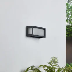 Lucande buitenwandlamp Aurelien, grijs, metaal, 12,5cm, IP54