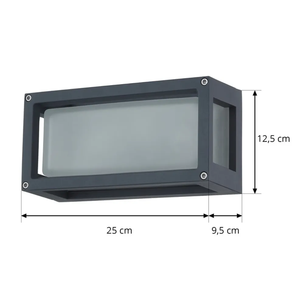 Lucande buitenwandlamp Aurelien, grijs, metaal, 12,5cm, IP54