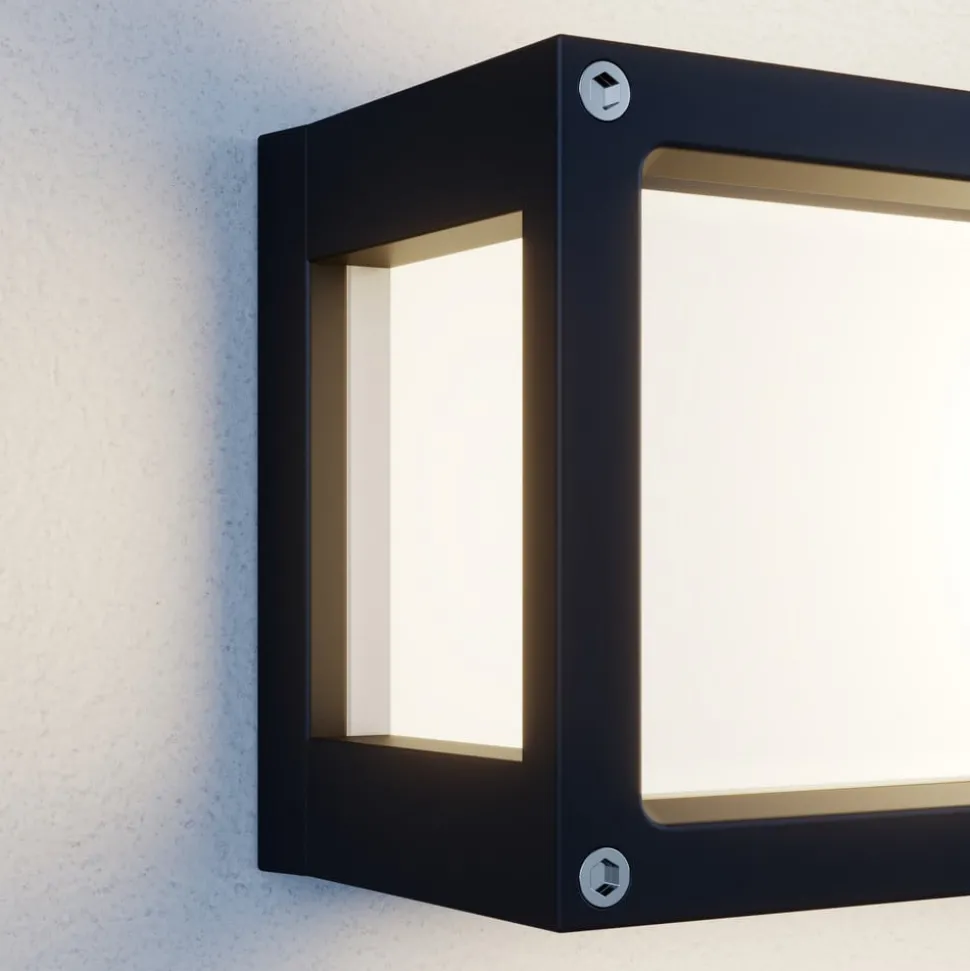 Lucande buitenwandlamp Aurelien, grijs, metaal, 12,5cm, IP54