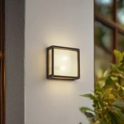 Lucande buitenwandlamp Aurelien, antraciet, sensor, 25x25 cm