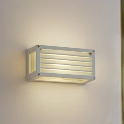 Lucande buitenwandlamp Aurelien, wit, 12cm, strip, IP54