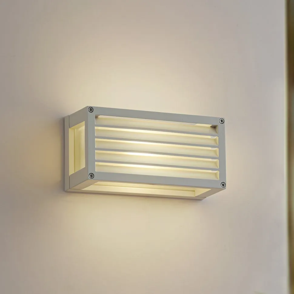 Lucande buitenwandlamp Aurelien, wit, 12cm, strip, IP54