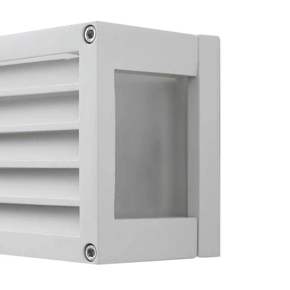 Lucande buitenwandlamp Aurelien, wit, 12cm, strip, IP54