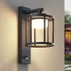 Lucande buitenwandlamp Berenike, sensor, antraciet, metaal