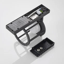 Lucande buitenwandlamp Berenike, sensor, antraciet, metaal