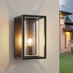 Lucande buitenwandlamp Brienne, 30 cm, antraciet, metaal