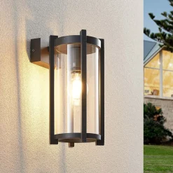 Lucande buitenwandlamp Brienne, 30 cm, antraciet, metaal