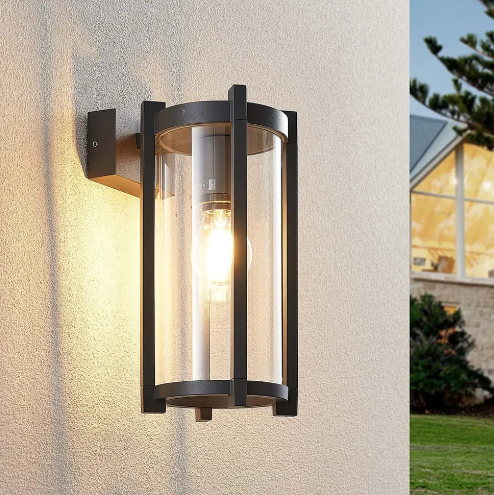 Lucande buitenwandlamp Brienne, 30 cm, antraciet, metaal