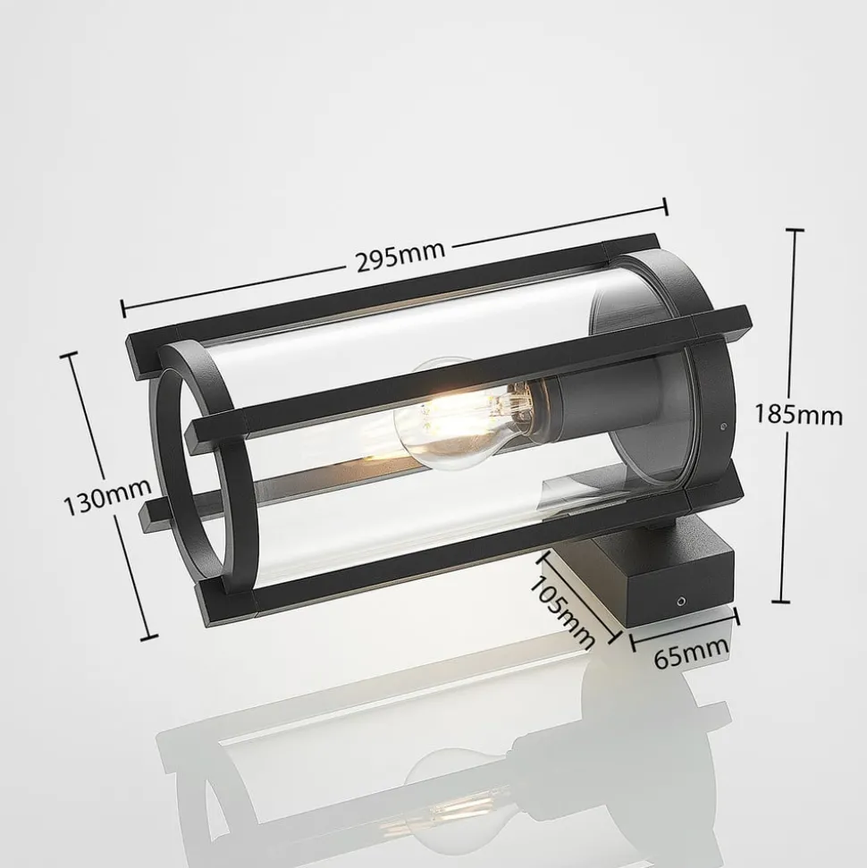 Lucande buitenwandlamp Brienne, 30 cm, antraciet, metaal