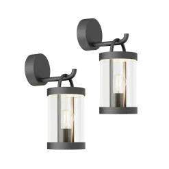 Lucande buitenwandlamp Cassian, set van 2, antraciet, IP54