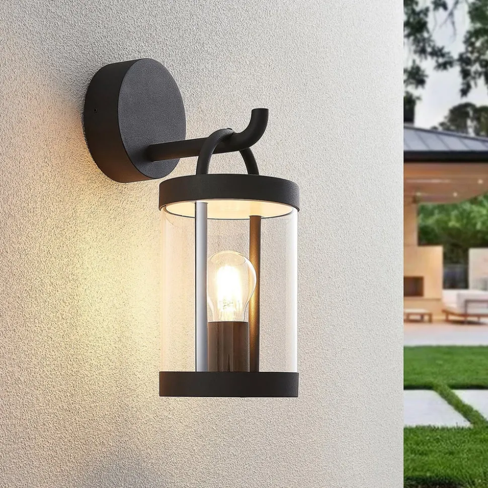 Lucande buitenwandlamp Cassian, set van 2, antraciet, IP54