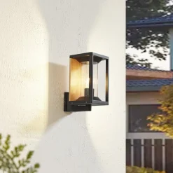 Lucande buitenwandlamp Candina, zwart, aluminium, IP65