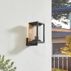 Lucande buitenwandlamp Candina, zwart, aluminium, IP65