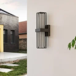 Lucande buitenwandlamp Chandan, 41,9 cm, antraciet, aluminium