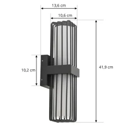 Lucande buitenwandlamp Chandan, 41,9 cm, antraciet, aluminium