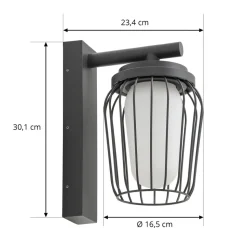 Lucande buitenwandlamp Chandan, 30 cm, antraciet, aluminium