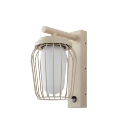 Lucande buitenwandlamp Chandan, 30cm, beige, sensor, IP44