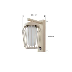 Lucande buitenwandlamp Chandan, 30cm, beige, sensor, IP44