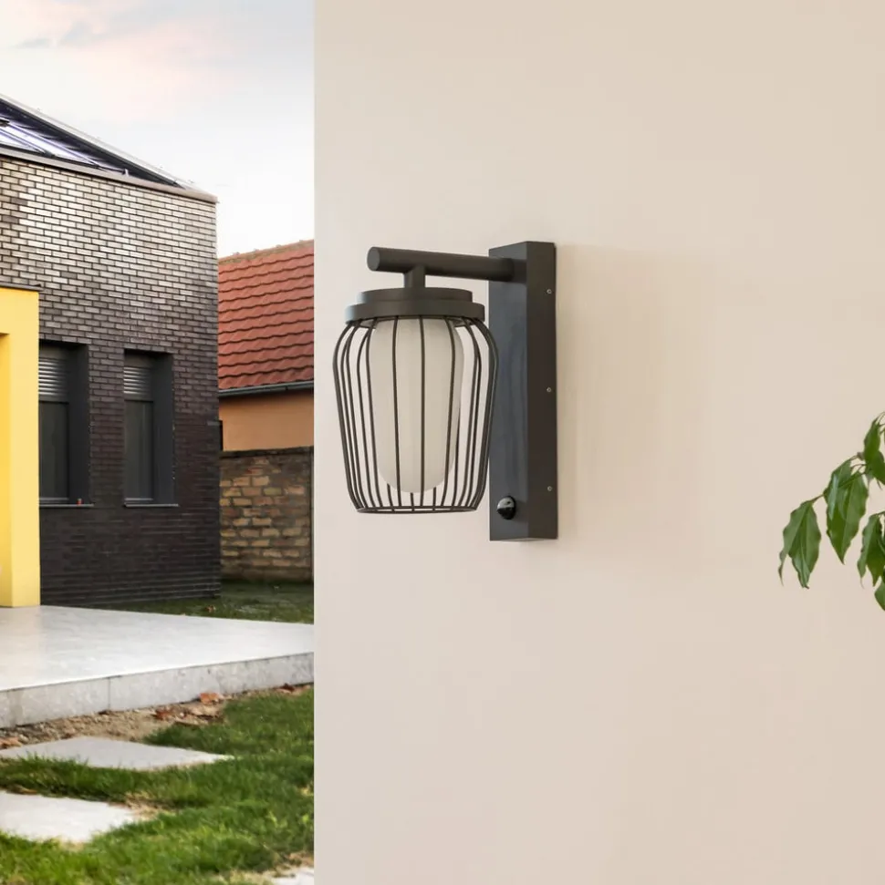 Lucande buitenwandlamp Chandan, 30 cm, antraciet, sensor