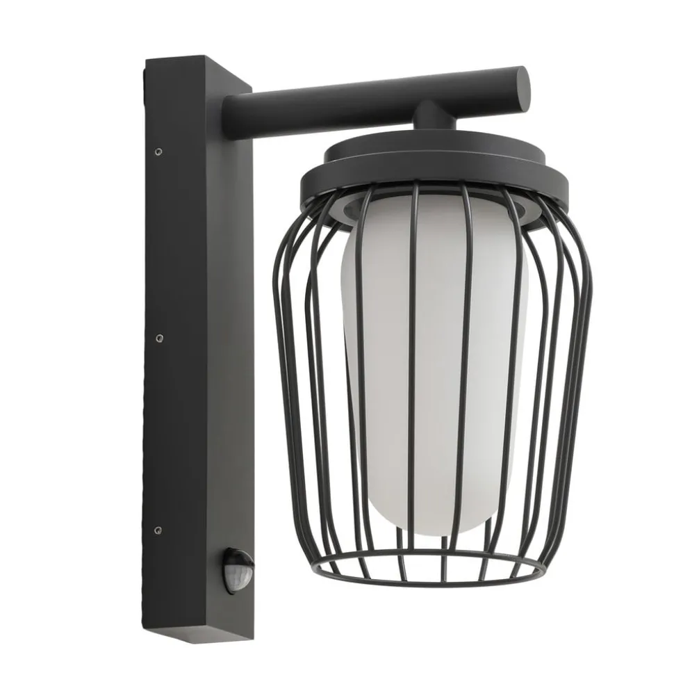 Lucande buitenwandlamp Chandan, 30 cm, antraciet, sensor