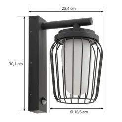 Lucande buitenwandlamp Chandan, 30 cm, antraciet, sensor