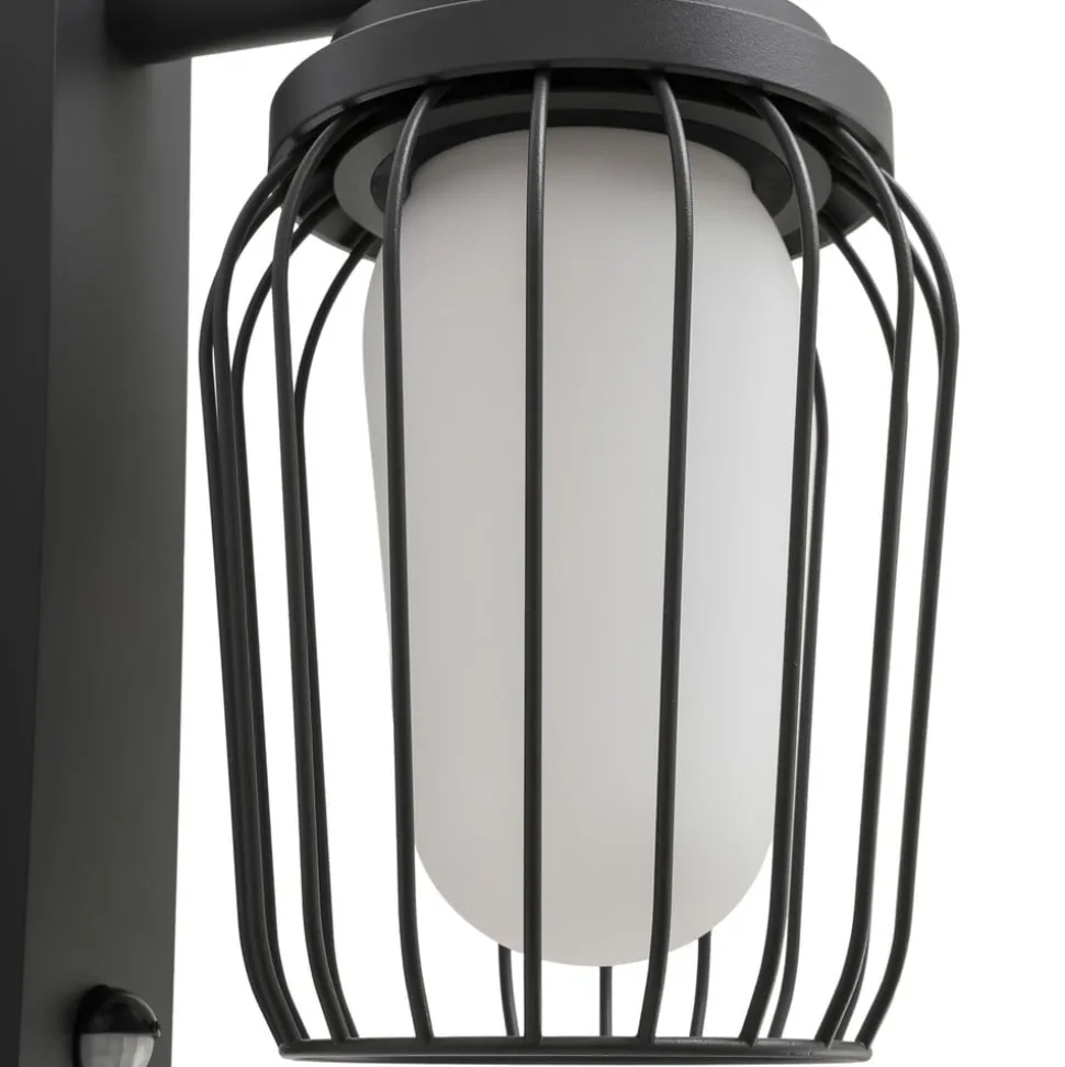 Lucande buitenwandlamp Chandan, 30 cm, antraciet, sensor