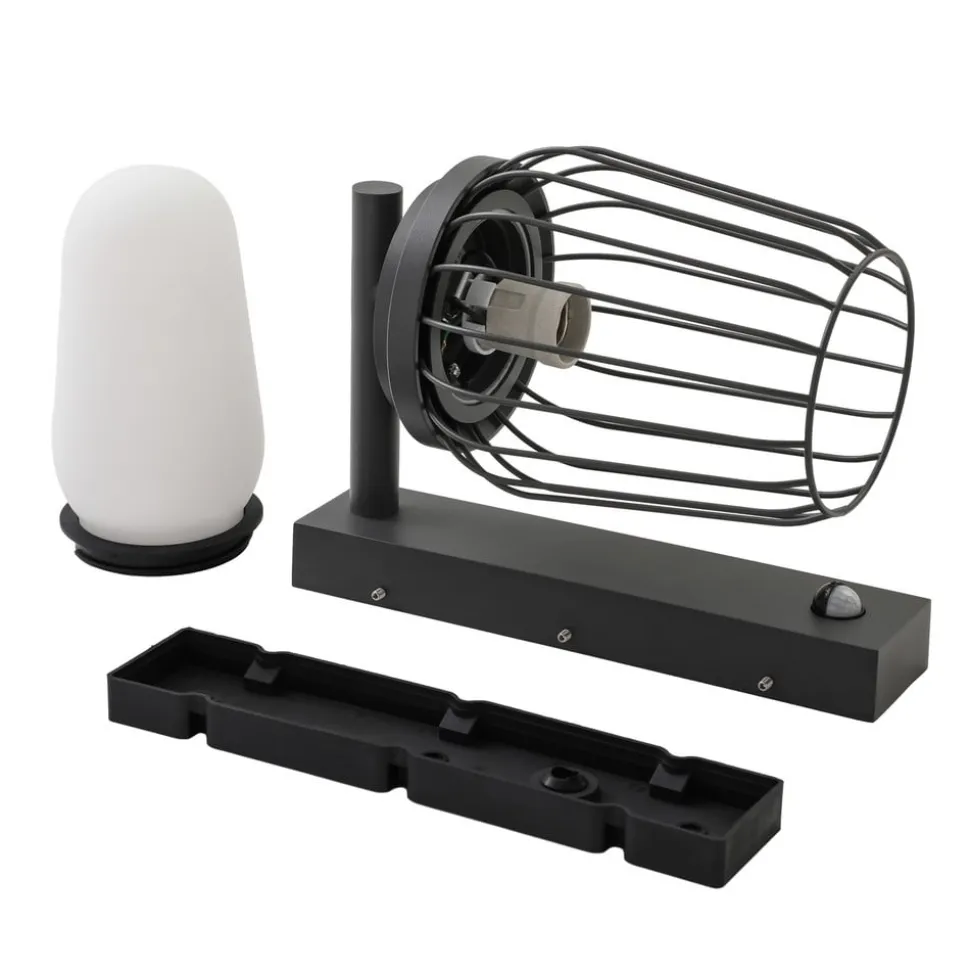 Lucande buitenwandlamp Chandan, 30 cm, antraciet, sensor