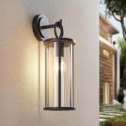 Lucande buitenwandlamp Emmeline, helder, aluminium, hoogte 45 cm