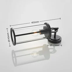 Lucande buitenwandlamp Emmeline, helder, aluminium, hoogte 45 cm