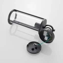 Lucande buitenwandlamp Emmeline, helder, aluminium, hoogte 45 cm