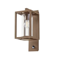 Lucande buitenwandlamp Ferda, sensor, pendel, bruin, IP44