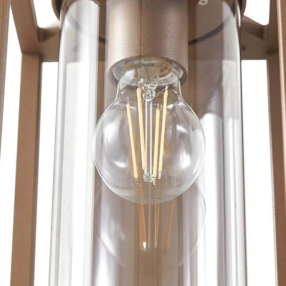 Lucande buitenwandlamp Ferda, sensor, pendel, bruin, IP44