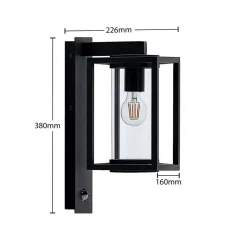 Lucande buitenwandlamp Ferda, sensor, staand antraciet IP44