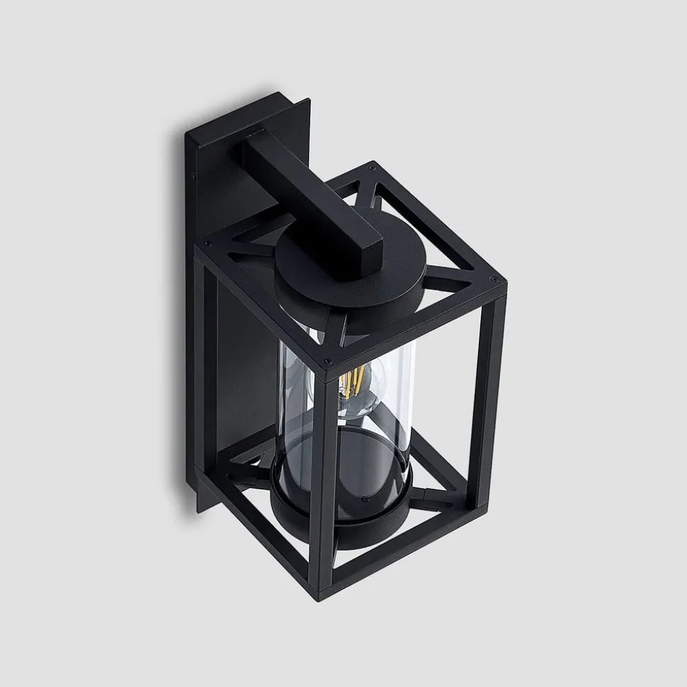 Lucande buitenwandlamp Ferda, sensor, staand antraciet IP44