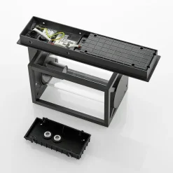 Lucande buitenwandlamp Ferda, sensor, staand antraciet IP44