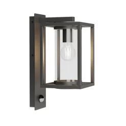 Lucande buitenwandlamp Ferda, sensor, pendel antraciet IP44