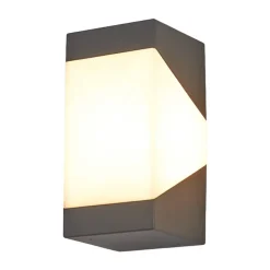 Lucande buitenwandlamp Kiran, grijs, metaal, IP44, E27