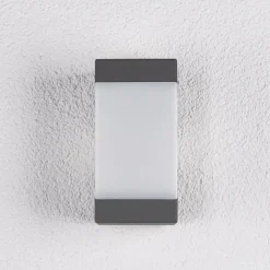 Lucande buitenwandlamp Kiran, grijs, metaal, IP44, E27